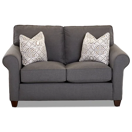 Transitonal Loveseat with Down Blend Cushions